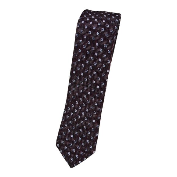 HUGO BOSS TAILORED Men's 100% Wool Necktie LUXURY Burgundy Geometric W:2.5" EUC